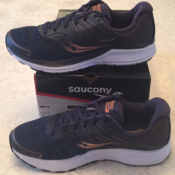 Navy//Denim Saucony Womens Ride 10 Running Shoe